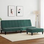 Bäddsoffa 2-sits med fotpall mörkgrön sammet