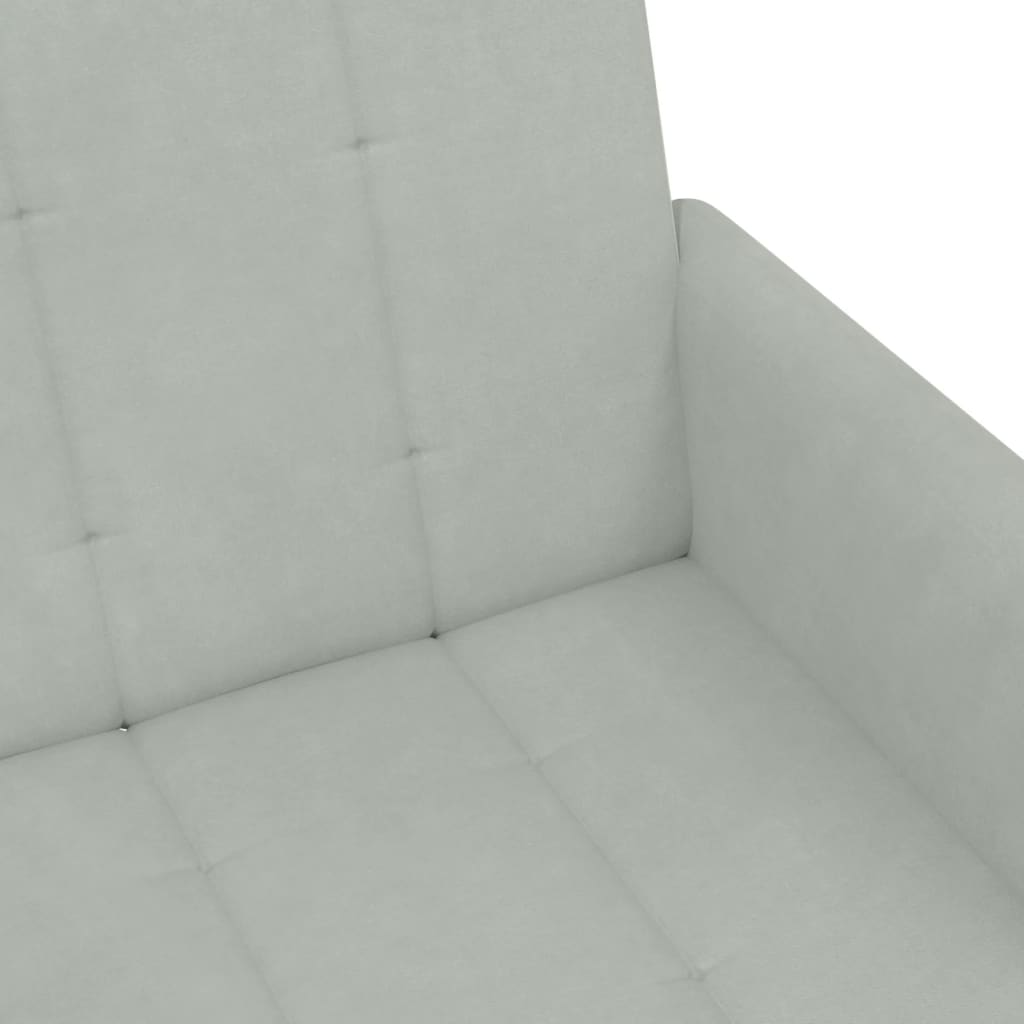 Bäddsoffa 2-sits med fotpall ljusgrå sammet