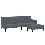 Bäddsoffa 2-sits med fotpall mörkgrå sammet