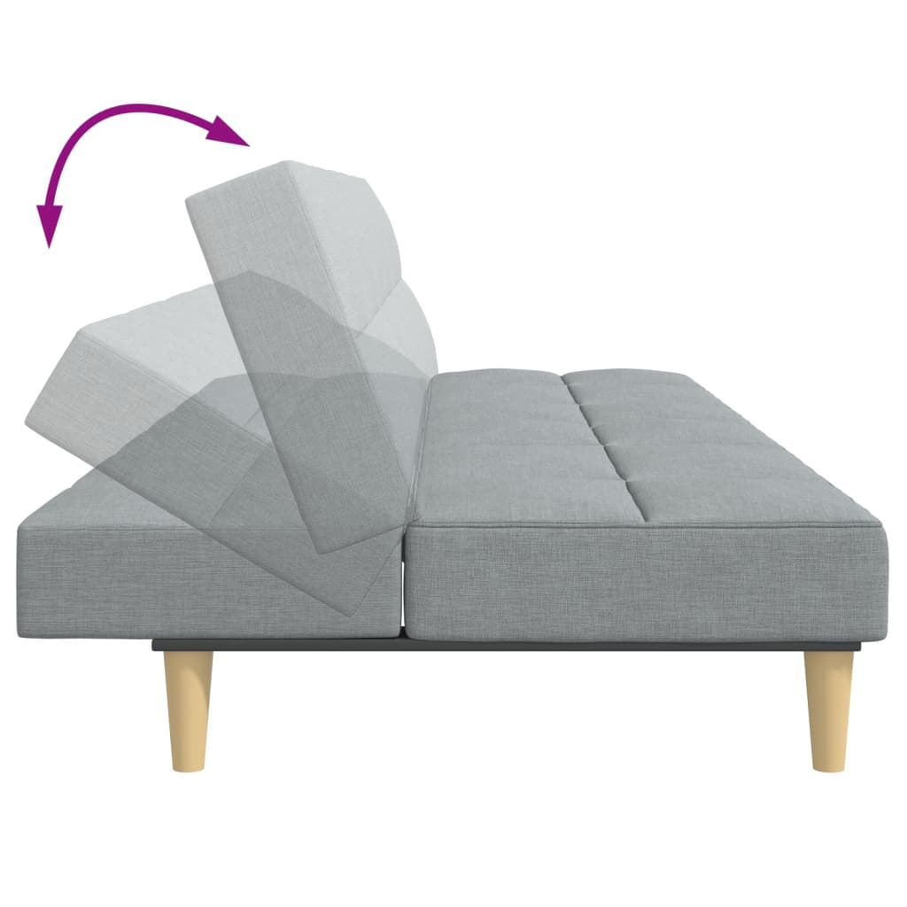 Bäddsoffa 2-sits med fotpall ljusgrå tyg