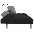 Bäddsoffa 2-sits med fotpall svart tyg