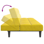 Bäddsoffa 2-sits med fotpall gul sammet