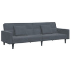 Bäddsoffa 2-sits med fotpall mörkgrå sammet