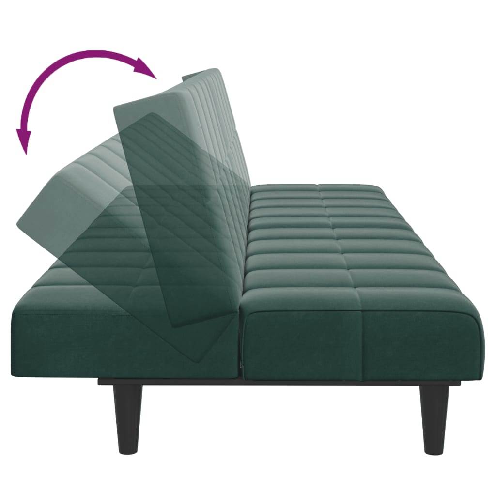 Bäddsoffa 2-sits med fotpall mörkgrön sammet