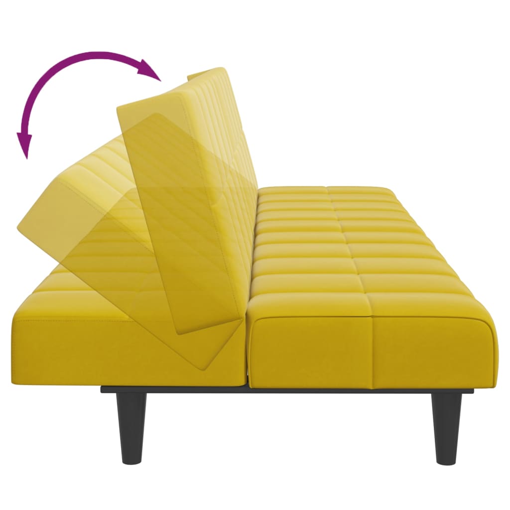 Bäddsoffa 2-sits med fotpall gul sammet