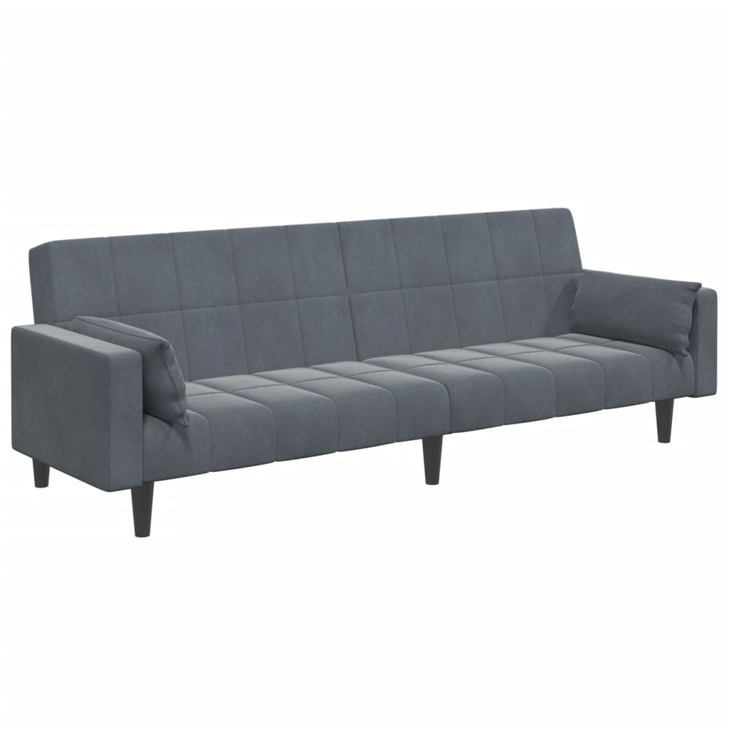 Bäddsoffa 2-sits med fotpall mörkgrå sammet