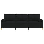 3-sitssoffa med prydnadskuddar svart 210 cm tyg