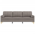 3-sitssoffa med prydnadskuddar taupe 210 cm tyg