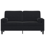 2-sitssoffa med prydnadskuddar svart 140 cm sammet