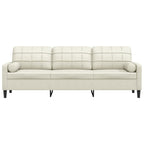 3-sitssoffa med prydnadskuddar gräddvit 210 cm sammet