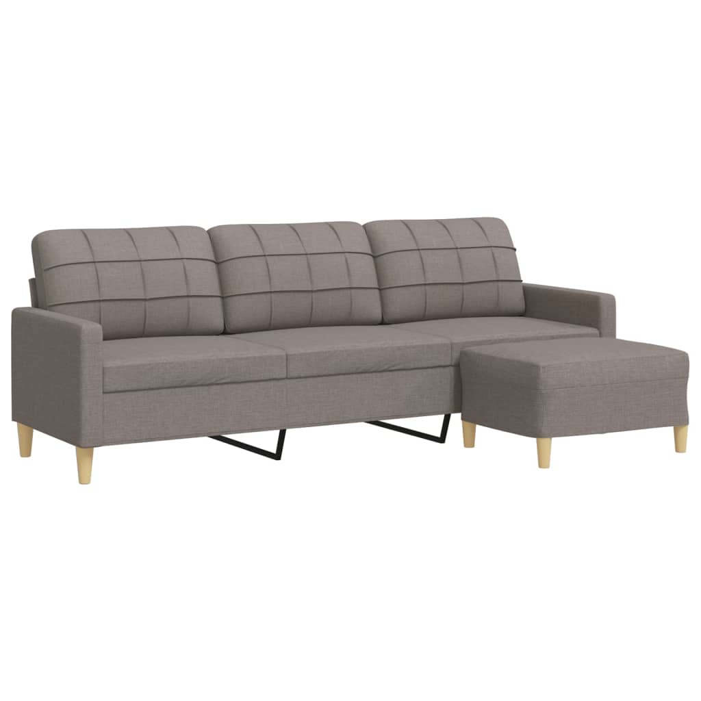 3-sitssoffa med fotpall Taupe 210 cm tyg