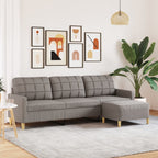 3-sitssoffa med fotpall Taupe 210 cm tyg