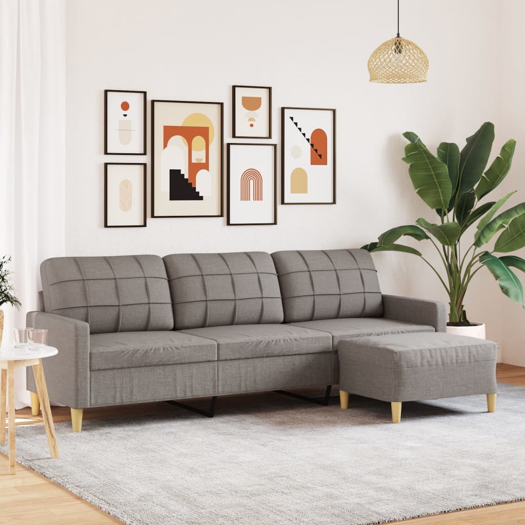 3-sitssoffa med fotpall Taupe 210 cm tyg