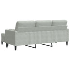 3-sitssoffa med fotpall ljusgrå 180 cm sammet