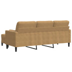 3-sitssoffa med fotpall brun 180 cm sammet