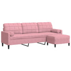 3-sitssoffa med fotpall rosa 210 cm sammet