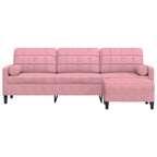 3-sitssoffa med fotpall rosa 210 cm sammet
