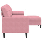 3-sitssoffa med fotpall rosa 210 cm sammet