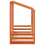 Barnsäng med tak vaxbrun 90x190 cm massiv furu