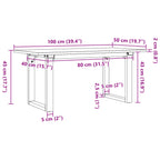 Alviro - Soffbord O-ram 100x50x45 cm massiv furu och stål