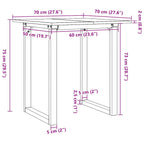 Corvello - Matbord O-ram 70x70x75 cm massiv furu och stål