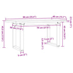 Lorino - Soffbord O-ram 90x40x45,5 cm massiv furu och stål