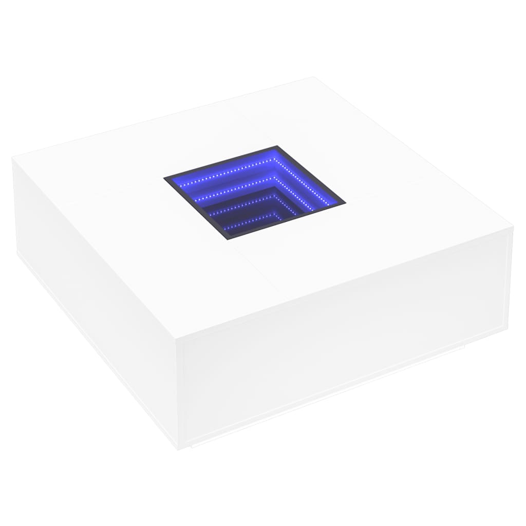 Paverno - Soffbord med Infinity LEDs vit 100x100x40 cm