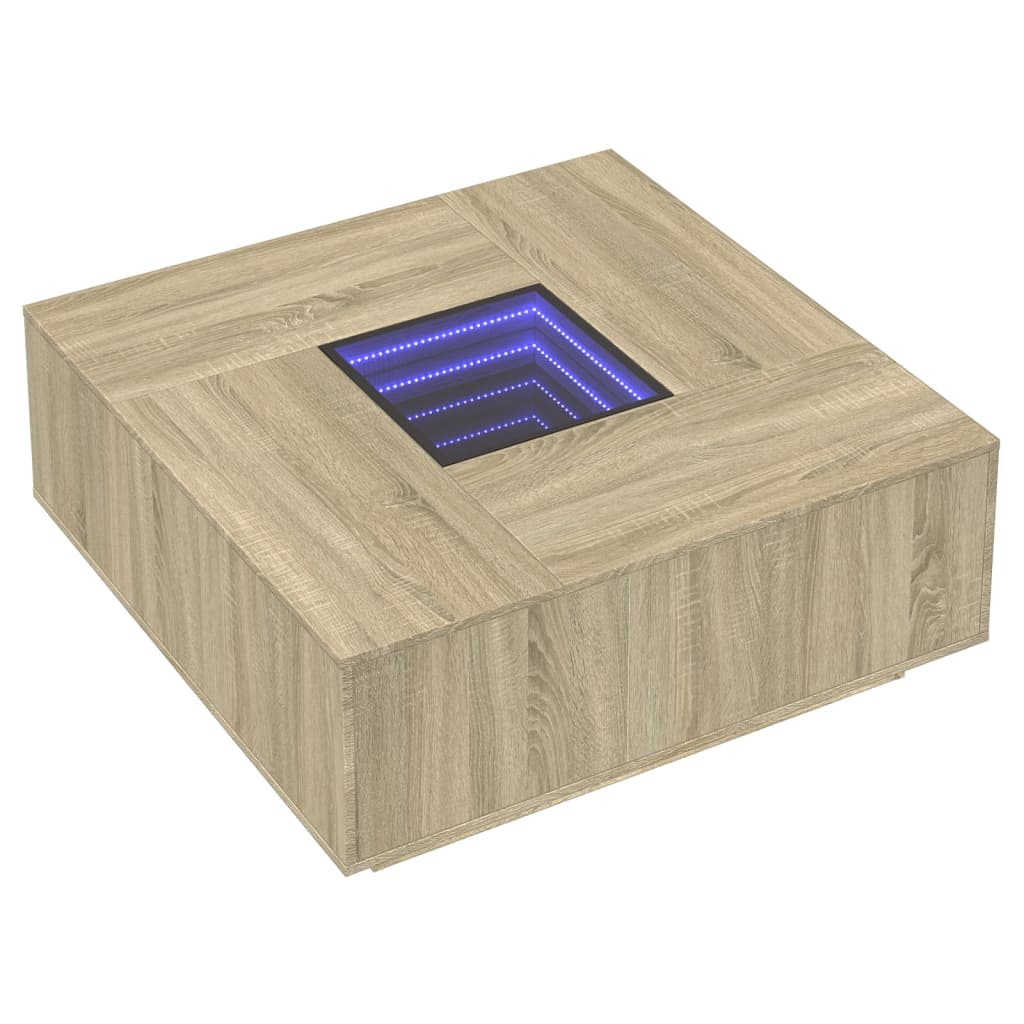 Delvano - Soffbord med Infinity LEDs sonoma-ek 100x100x40 cm