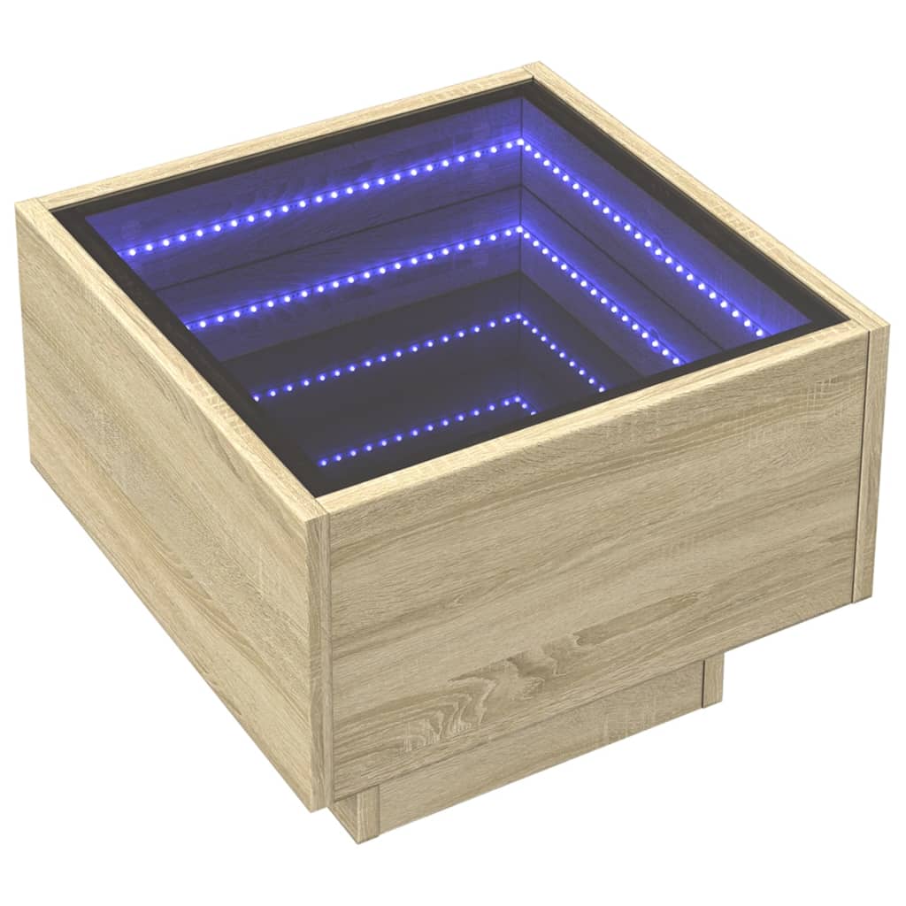 Tavlix - Sängbord med Infinity LEDs sonoma-ek 40x40x30 cm