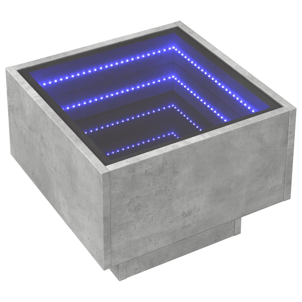Meliro - Sängbord med Infinity LEDs betonggrå 40x40x30 cm
