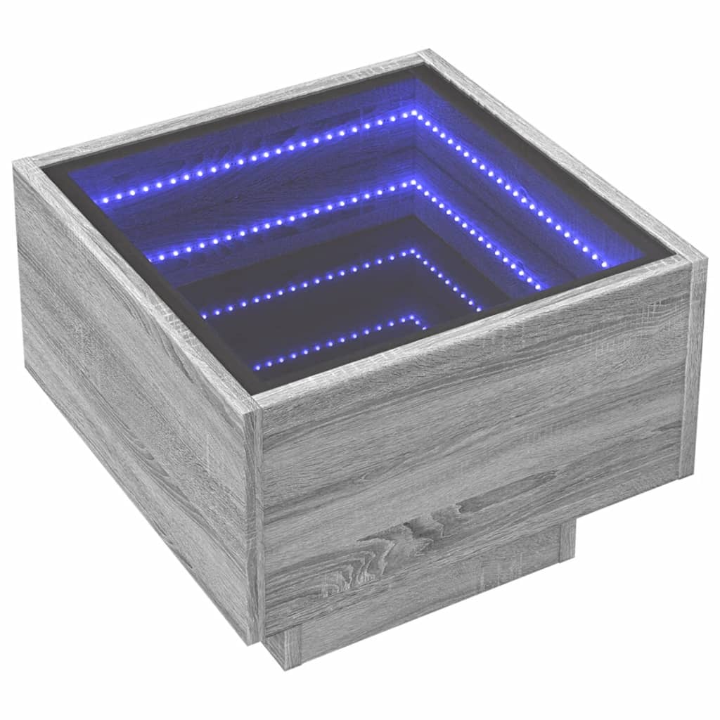Zavrine - Sängbord med Infinity LEDs grå sonoma 40x40x30 cm