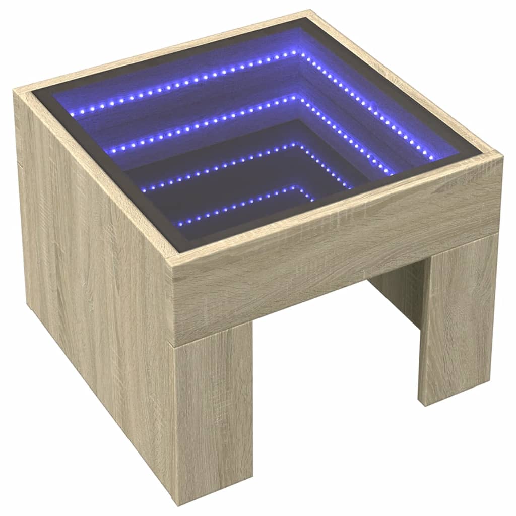 Alviro - Sängbord med Infinity LEDs sonoma-ek 40x40x30 cm