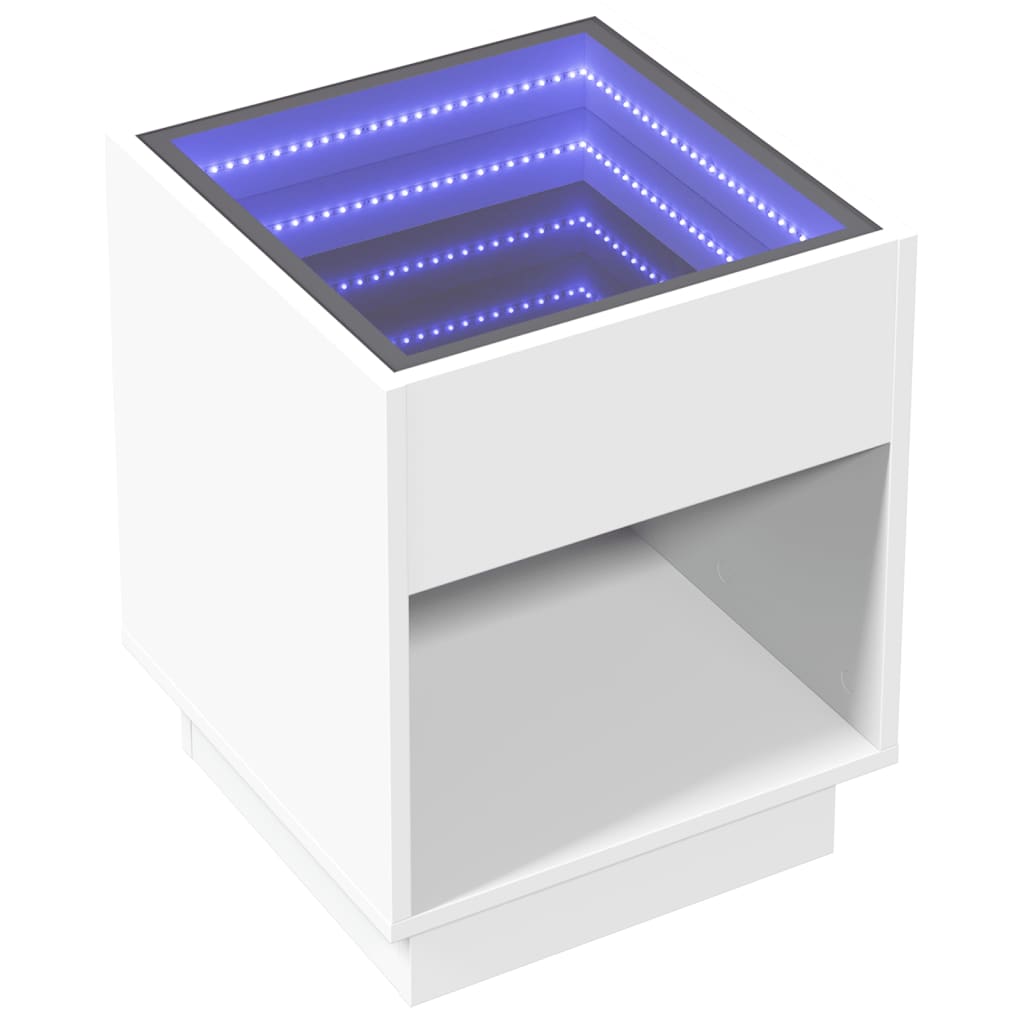 Orelix - Sängbord med Infinity LEDs vit 40x40x50 cm