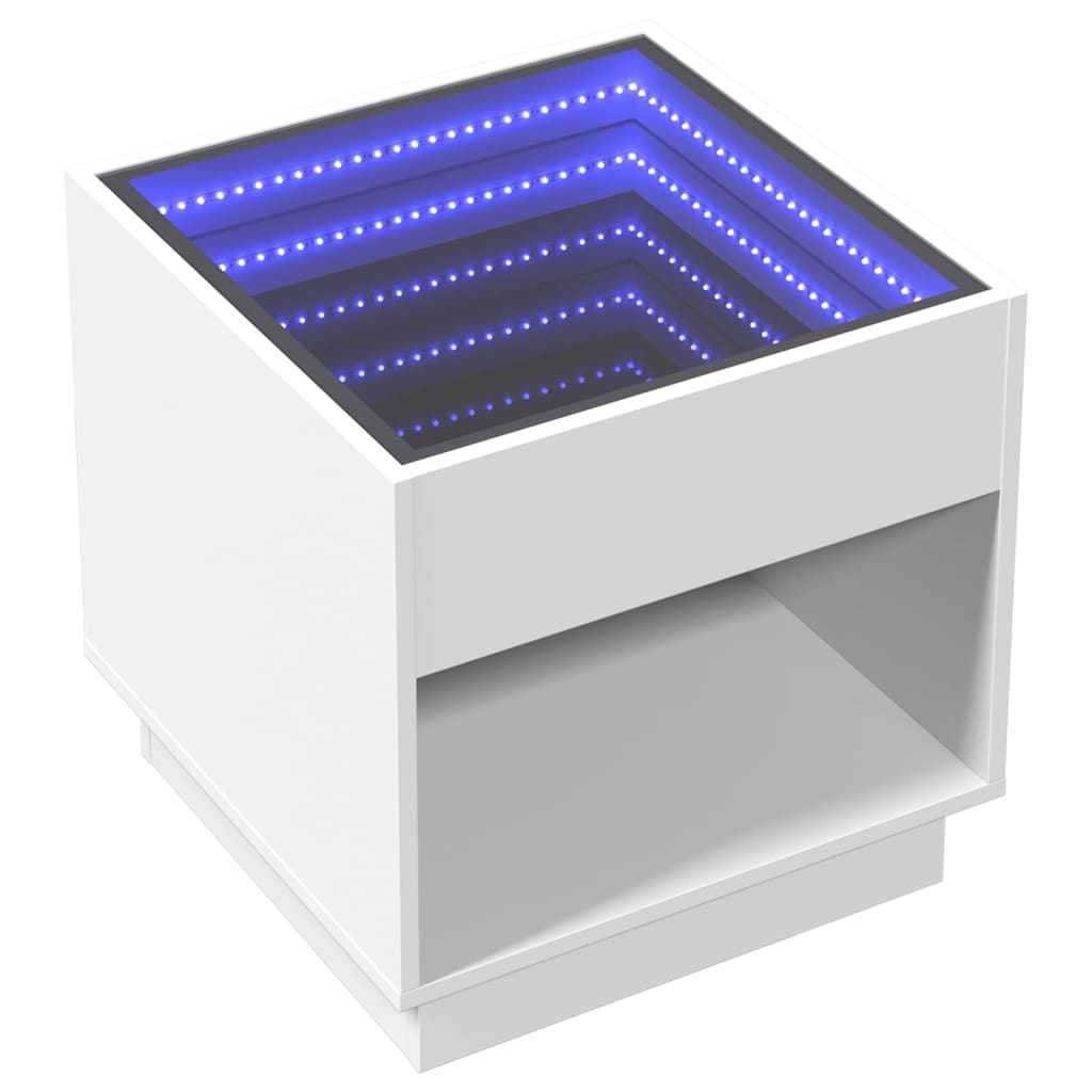 Valisco - Sängbord med Infinity LEDs vit 50x50x50 cm