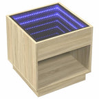 Orvandre - Sängbord med Infinity LEDs sonoma-ek 50x50x50 cm