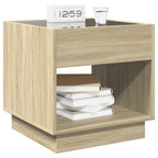 Orvandre - Sängbord med Infinity LEDs sonoma-ek 50x50x50 cm