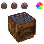 Talvire - Sängbord med Infinity LEDs rökfärgad ek 50x50x50 cm
