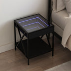 Sarvine - Sängbord med Infinity LEDs svart 40x40x49 cm