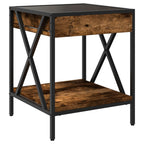 Cernavo - Sängbord med Infinity LEDs rökfärgad ek 40x40x49 cm