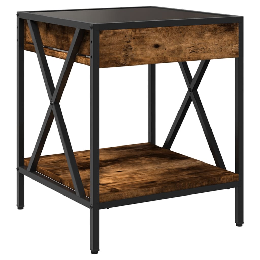 Cernavo - Sängbord med Infinity LEDs rökfärgad ek 40x40x49 cm