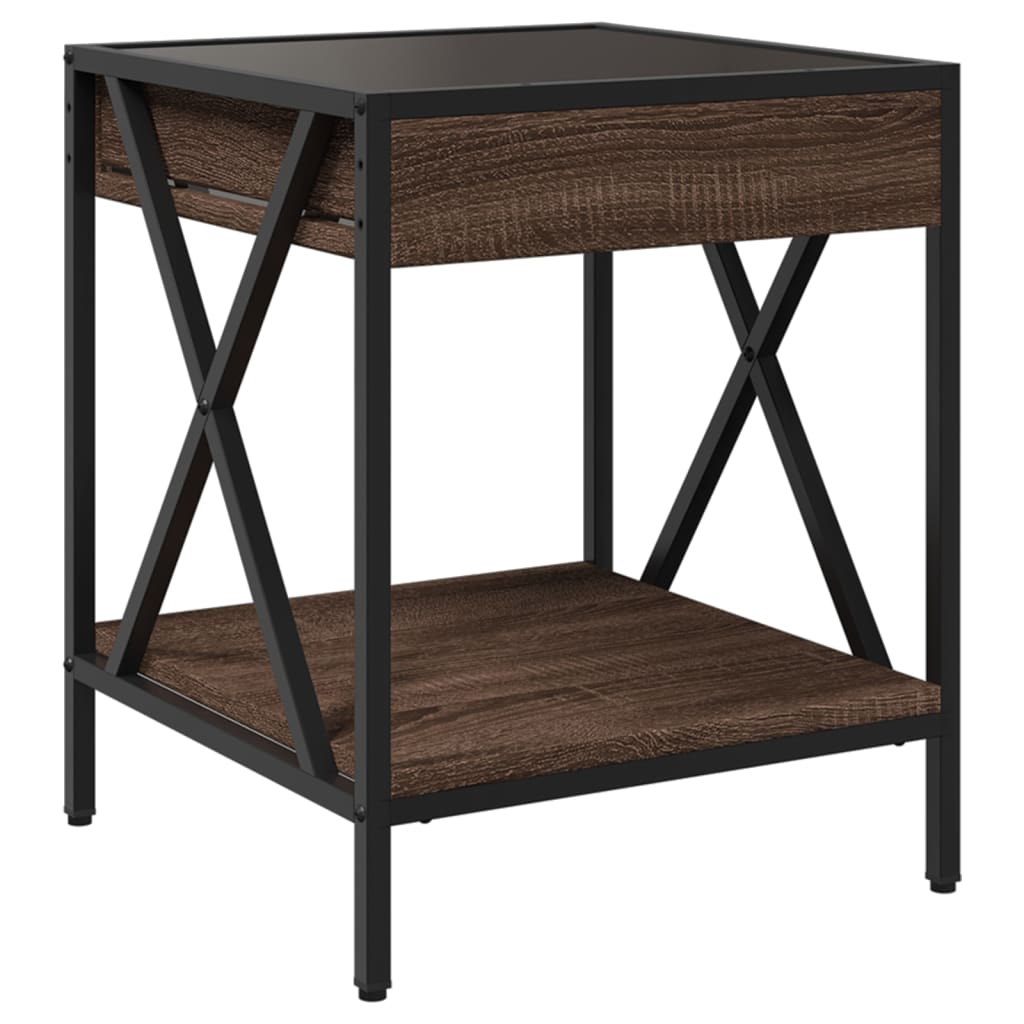 Hernavo - Sängbord med Infinity LEDs brun ek 40x40x49 cm