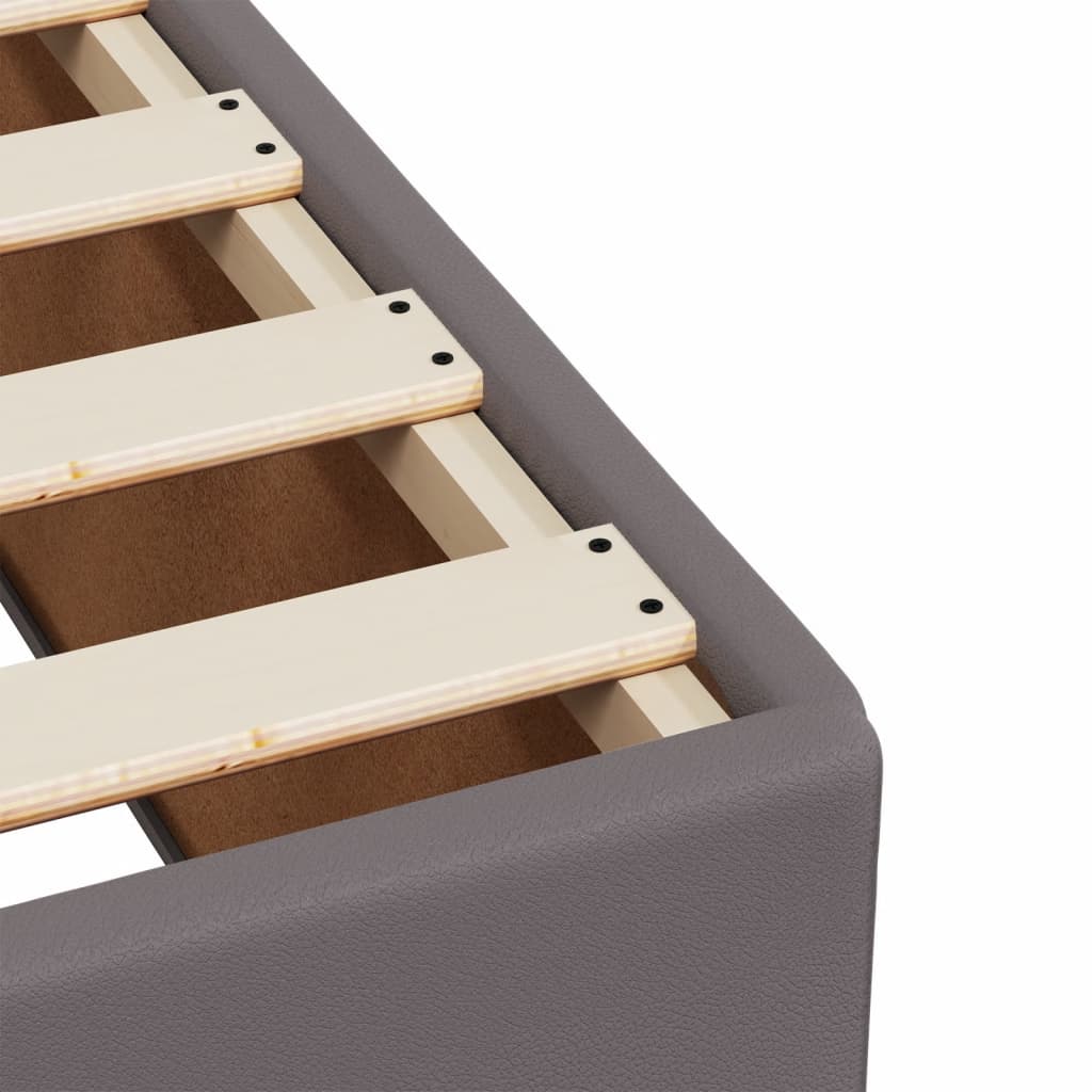 Ramsäng med madrass grå 90x200 cm konstläder