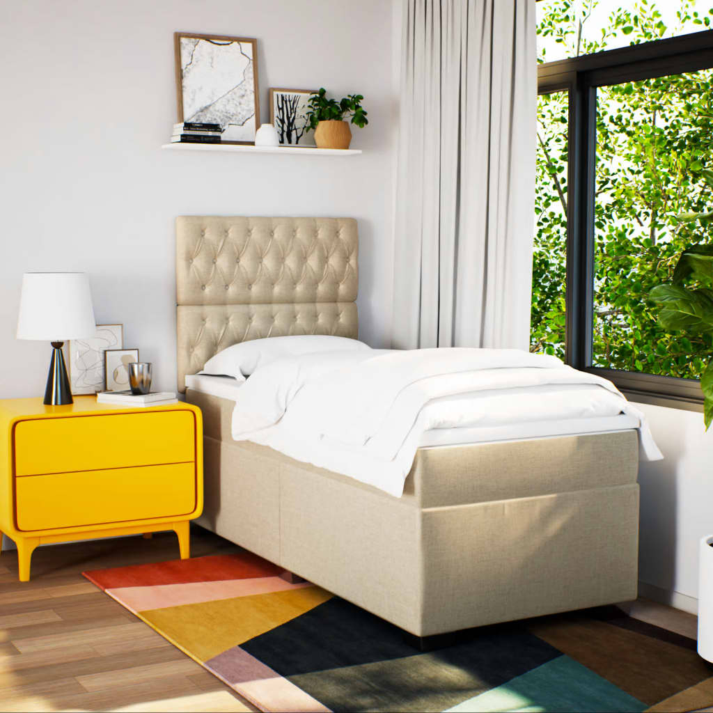 Arvania - Ramsäng med madrass gräddvit 100x200 cm tyg