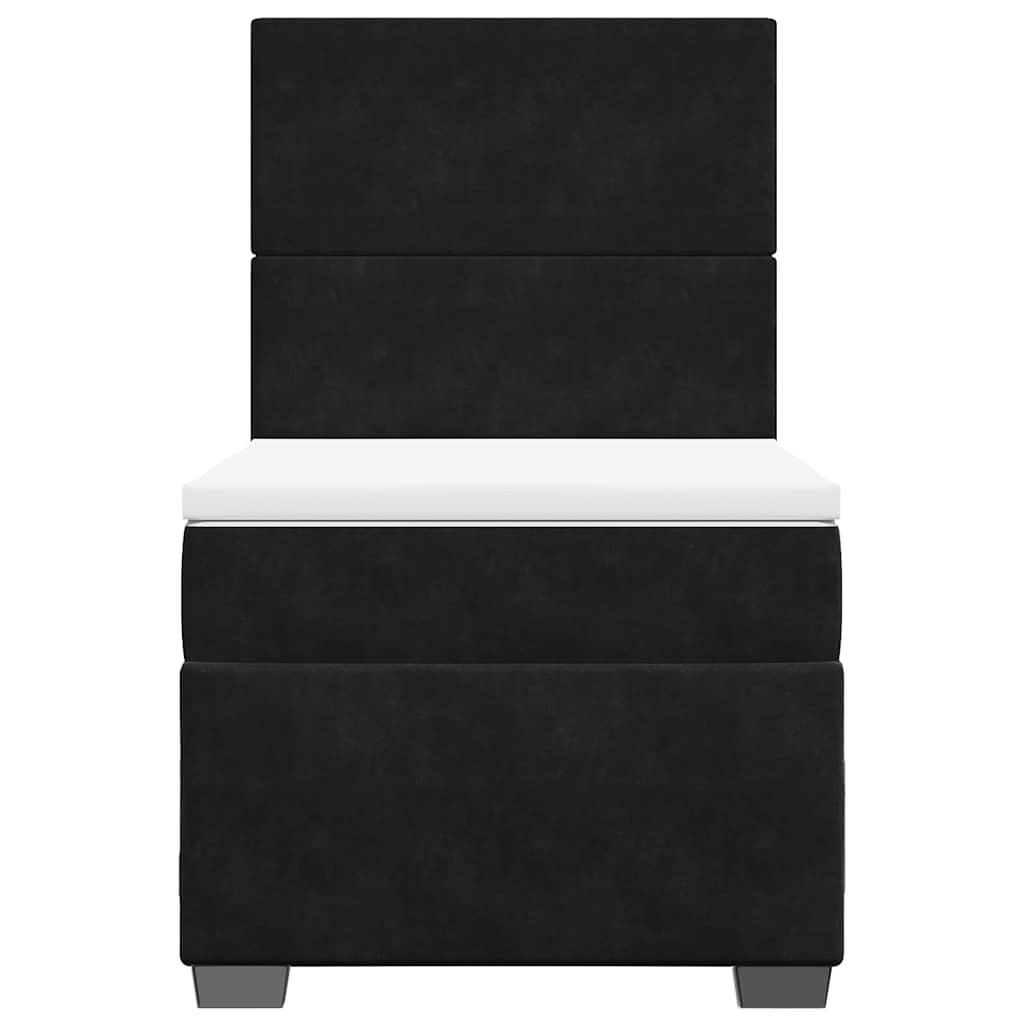 Avyne - Ramsäng med madrass svart 90x190 cm sammet