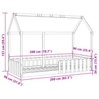 Barnsäng med husram vaxad brun 90x200 cm massiv furu