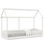 Barnsäng med husram vit 80x200 cm massiv furu