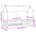 Barnsäng med husram vit 80x200 cm massiv furu