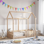 Barnsäng med husram 70x140 cm massiv furu