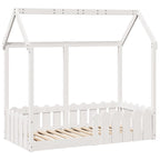 Barnsäng med husram vit 70x140 cm massiv furu