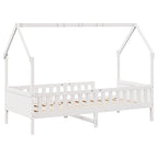 Barnsäng med husram vit 90x200 cm massiv furu